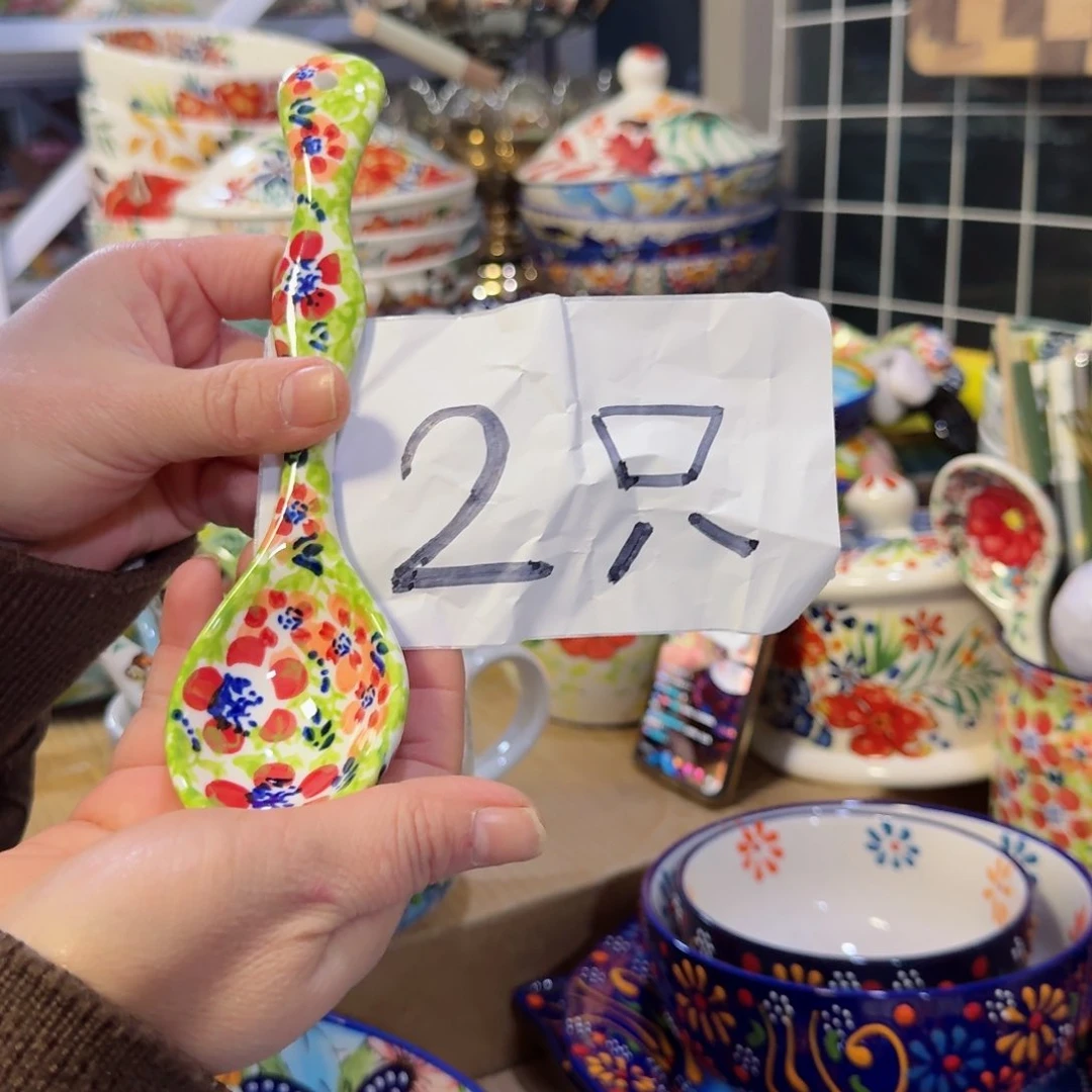 瓷片花柄饭勺2只看图