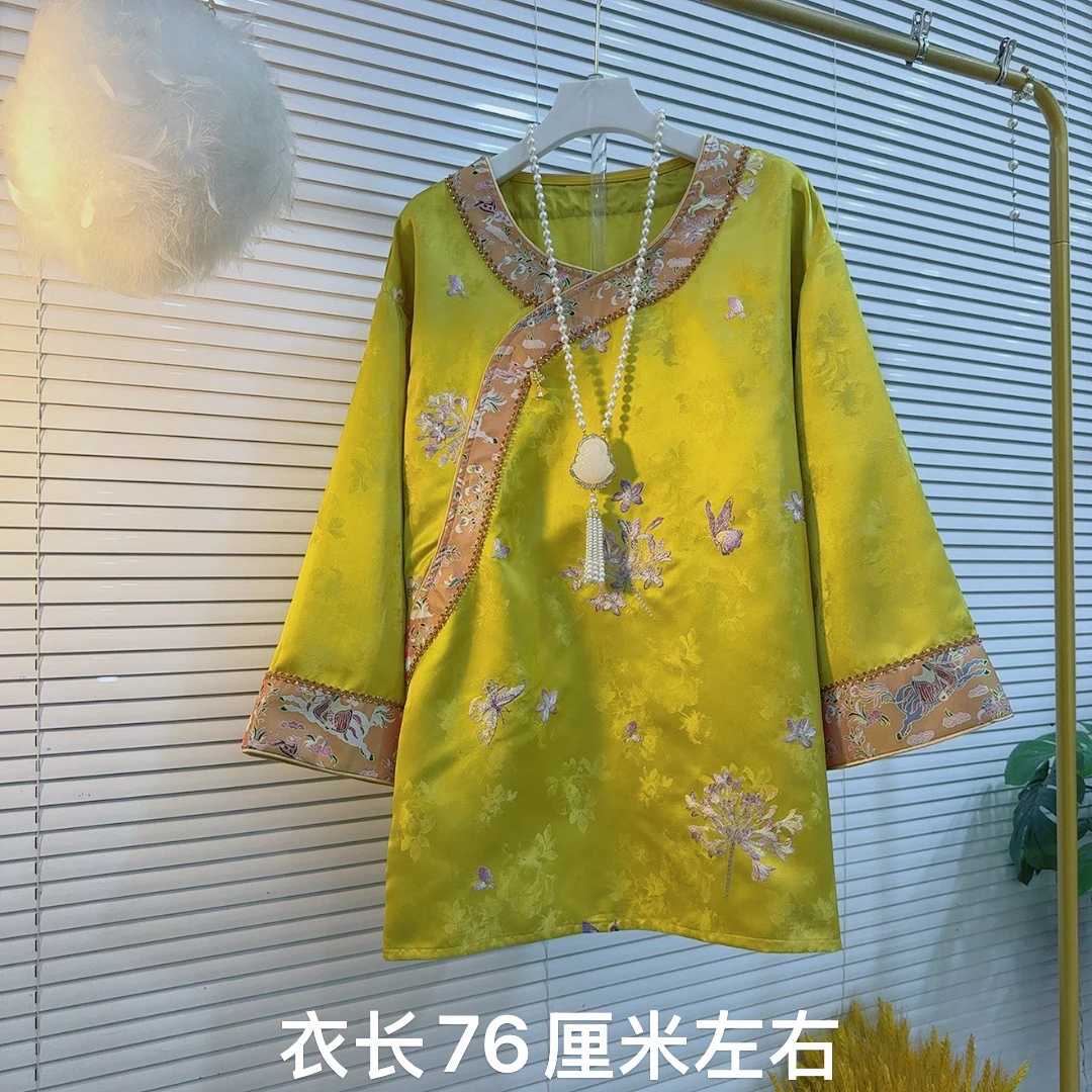 胖MM新中式女装爆款刺绣国风时尚新款打底衫