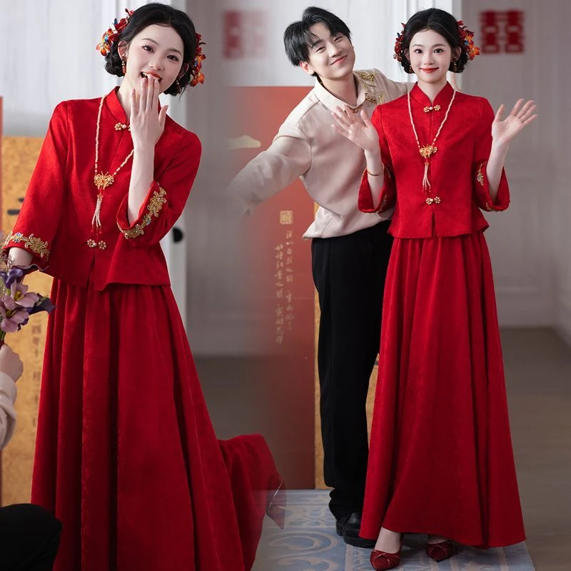 大码胖mm新娘秀禾服2025秋季新款新中式结婚礼服出阁服嫁衣敬酒服