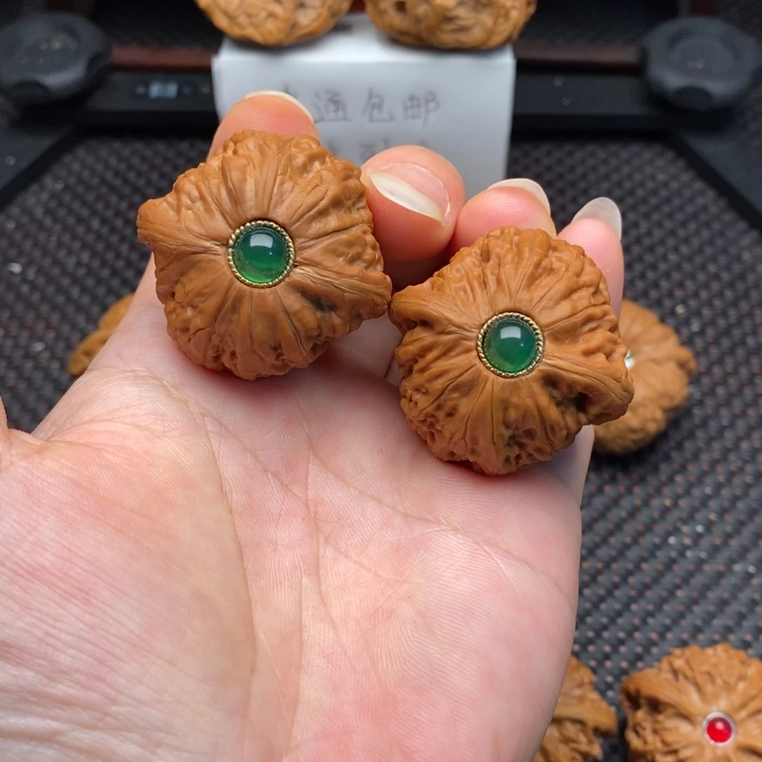 文玩核桃把件40.5尺全品铁锤镶嵌款