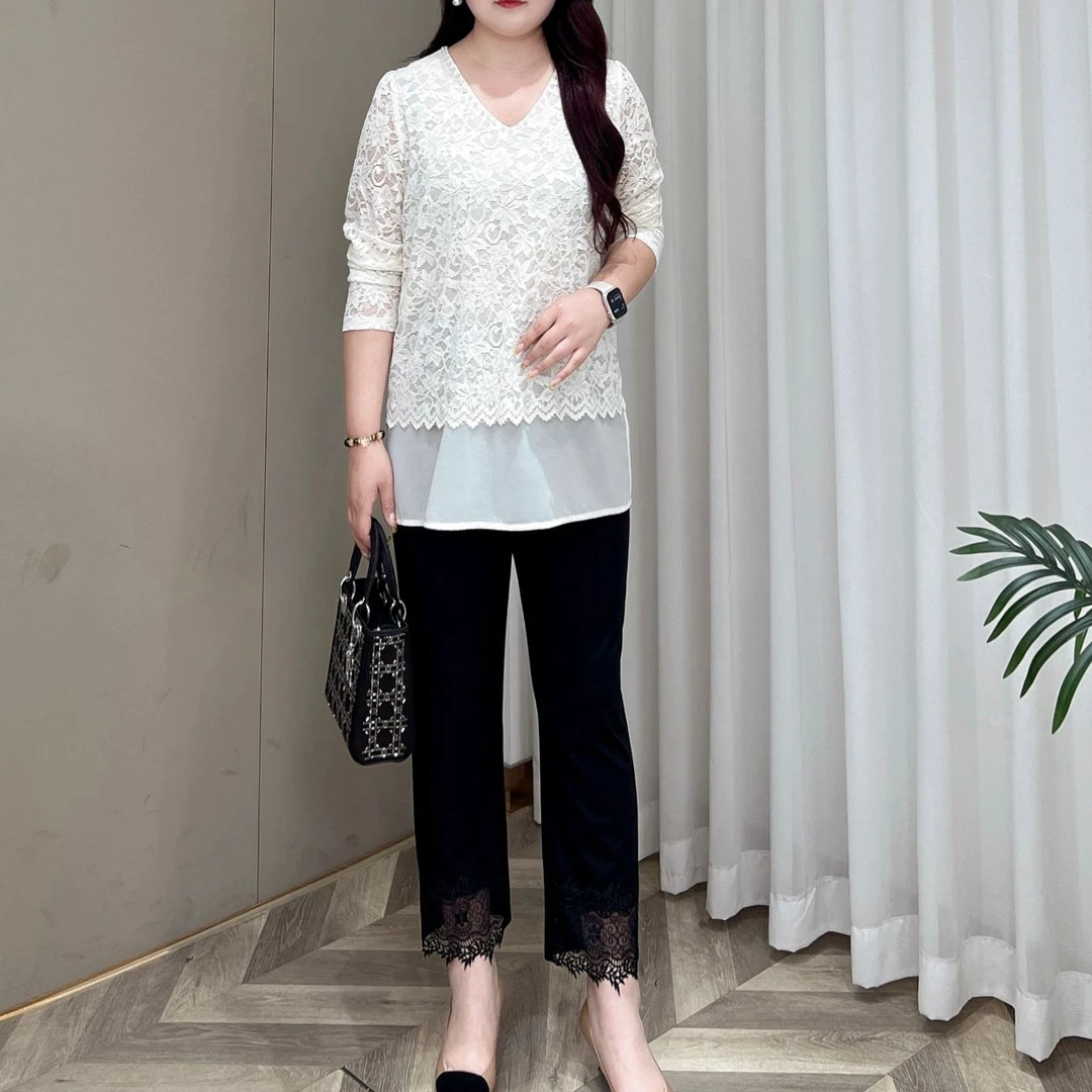 【上新裤子】PMM81838夏季时尚百搭系休闲舒适设计蕾丝边休闲