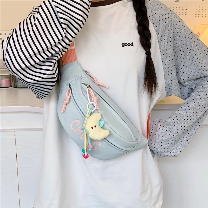 日系胸包女潮牌轻便运动风小挎包夏季小清新出行手机包腰包斜挎包