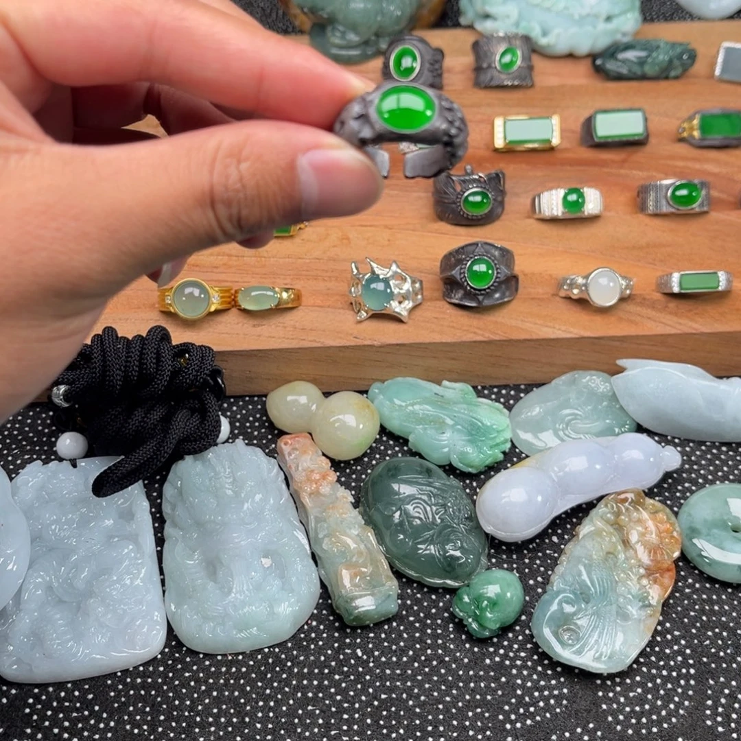 木***杉翡翠银S925镶嵌戒指