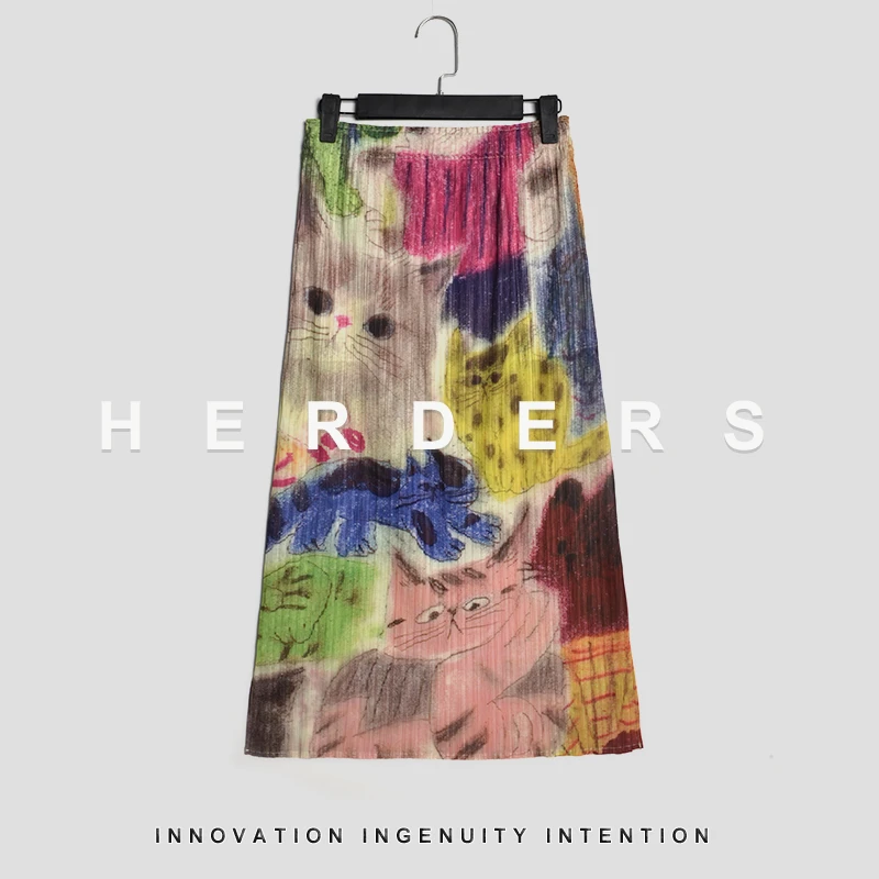 HERDERS 中长款松紧腰卡通人半裙 253837