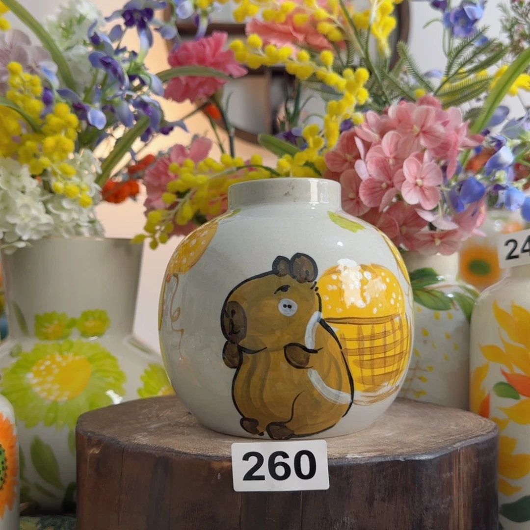 摆件景德镇陶瓷手绘小花瓶摆件