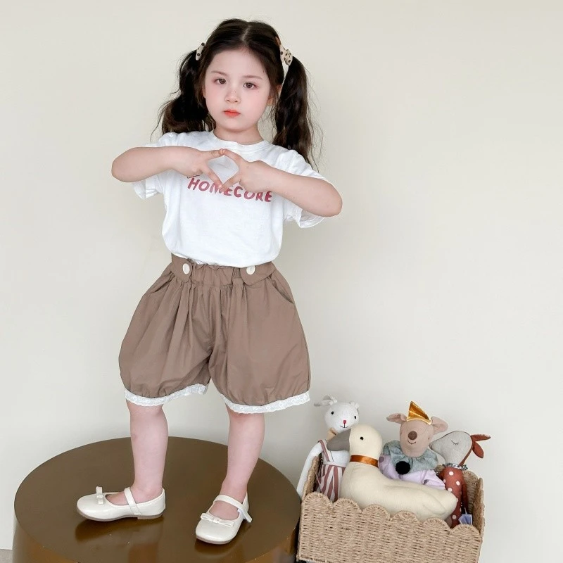 巴拉扣扣女童短裤外穿夏季2025新款儿童薄款裤子小女孩五分裤宝宝