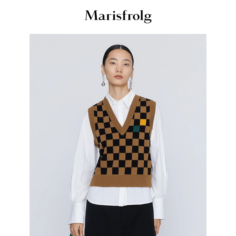 【粉丝专享】Marisfrolg玛丝菲尔百搭休闲棋盘格针织衫