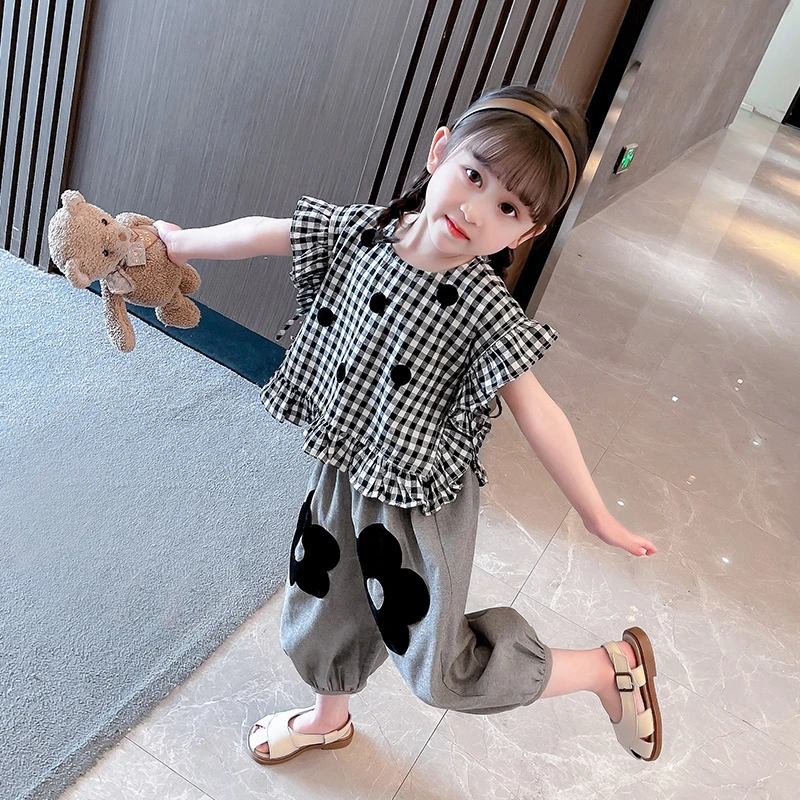 女童短袖套装夏季2025新款洋气时髦女宝宝薄款休闲儿童夏装两件套