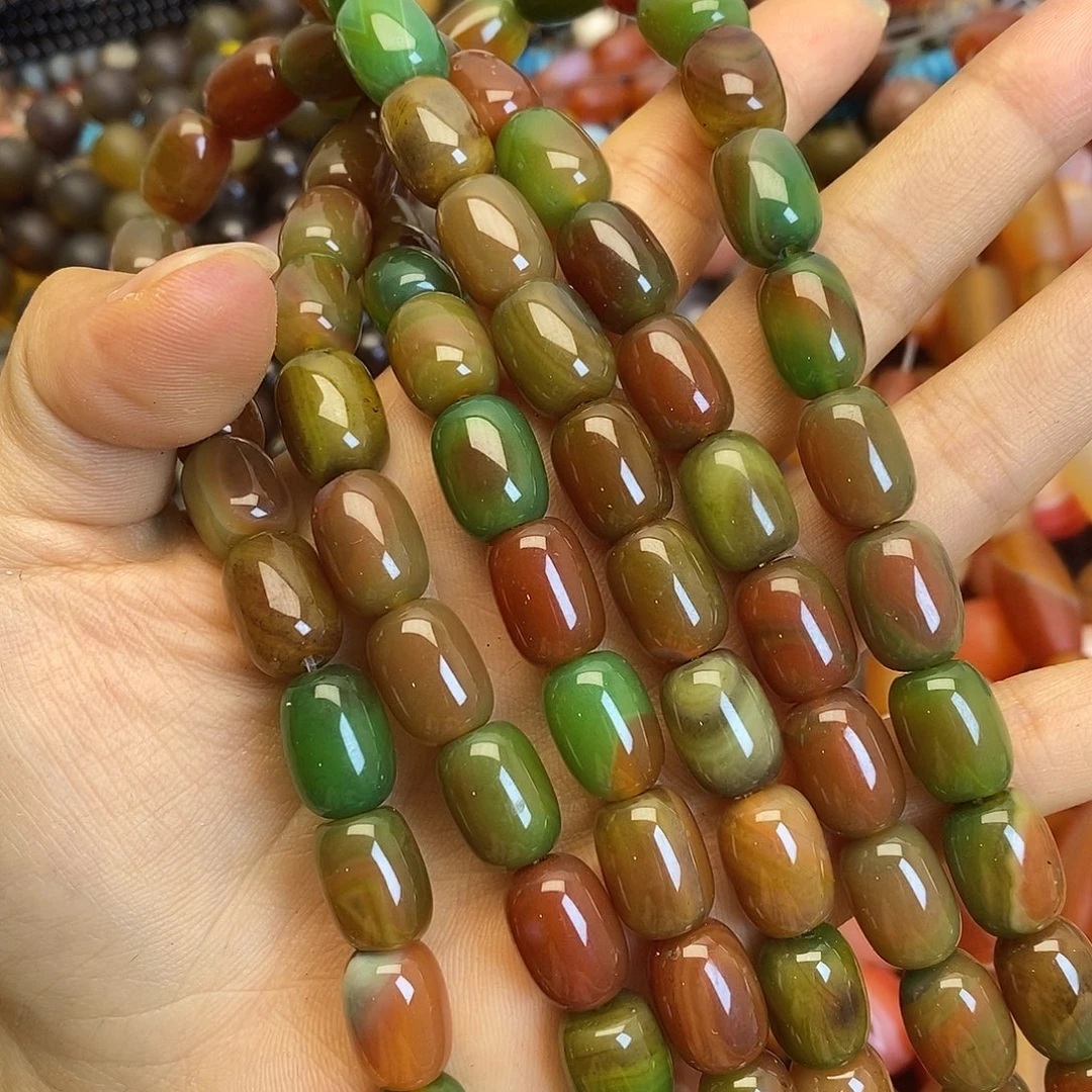 合金玛瑙/玉髓珠宝半成品玛瑙桶珠一条