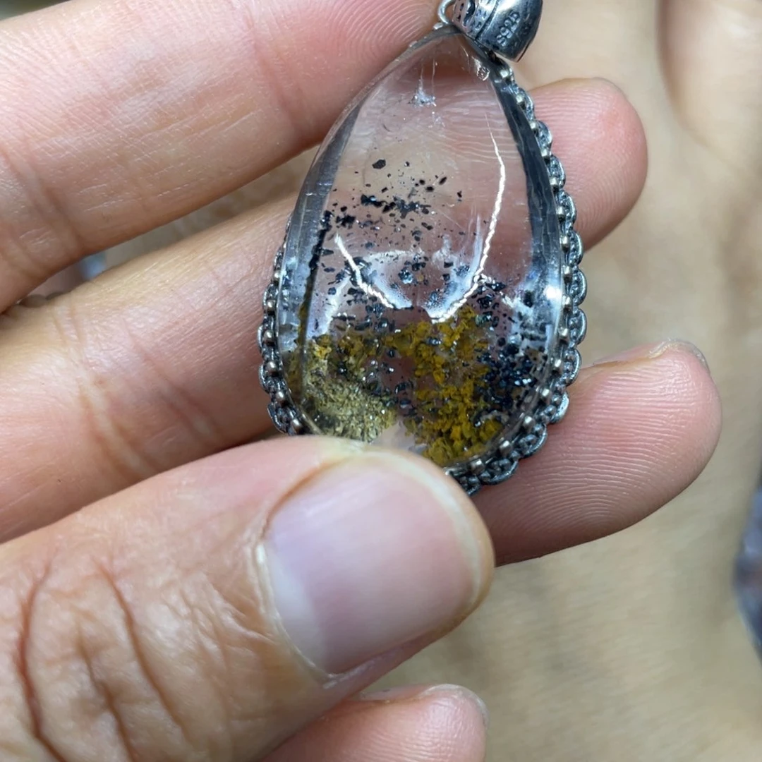 【闪购商品】银S925镶嵌珠宝半成品水晶吊坠
