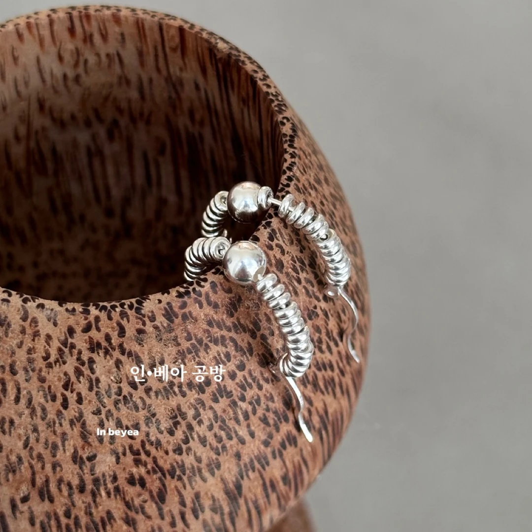 925银耳饰 光球耳扣 通体银16mm 25284