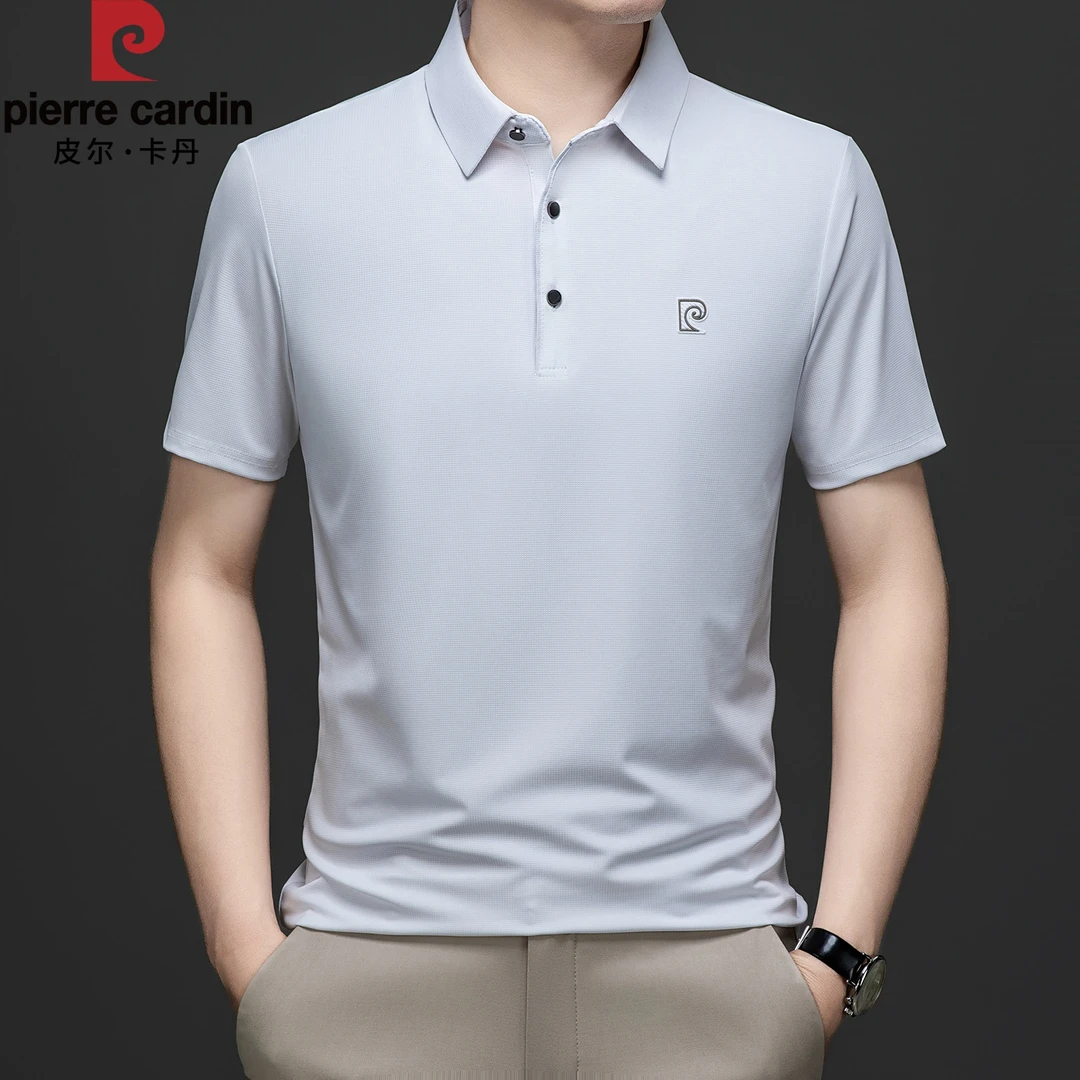 皮尔卡丹高档男士短袖T恤夏宽松翻领休闲上衣新款冰丝凉爽POLO衫