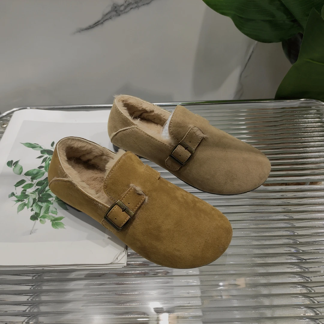 爆款勃肯鞋秋冬新款加绒保暖一脚蹬懒人豆豆鞋X18-M(拍大一码）