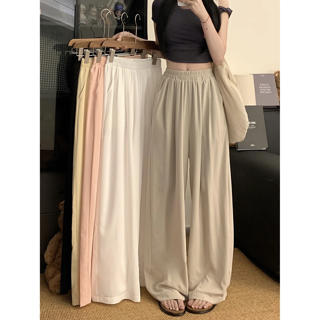 大码胖mm遮肉显瘦阔腿裤女2025夏季新款宽松百搭凉凉高腰休闲裤女