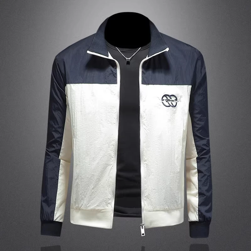 印花拼接休闲夹克男修身潮牌2025秋季新款欧洲站帅气时尚大码外套