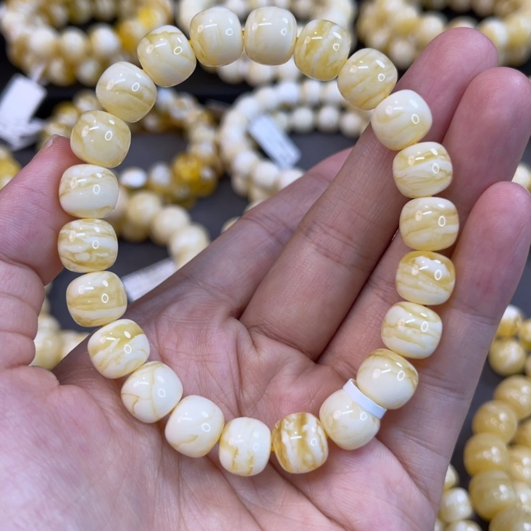 蜜蜡未镶嵌手串同料10mm瓷白虎皮