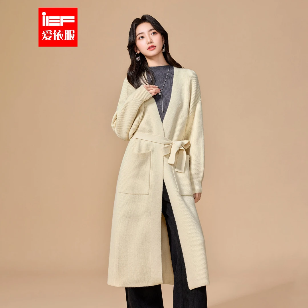 IEF/爱依服2025秋冬新款法式休闲慵懒风通勤宽松百搭毛织长外套