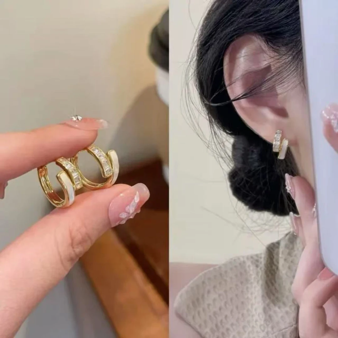 铜合金耳饰 铜合金耳饰Nail轻奢高级亮2025年金色百搭气质耳扣