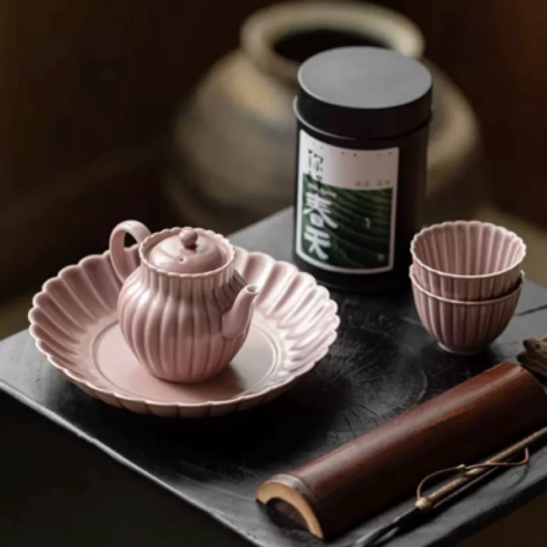 《昔年茶事》紫红汝釉菊瓣茶壶功夫茶具