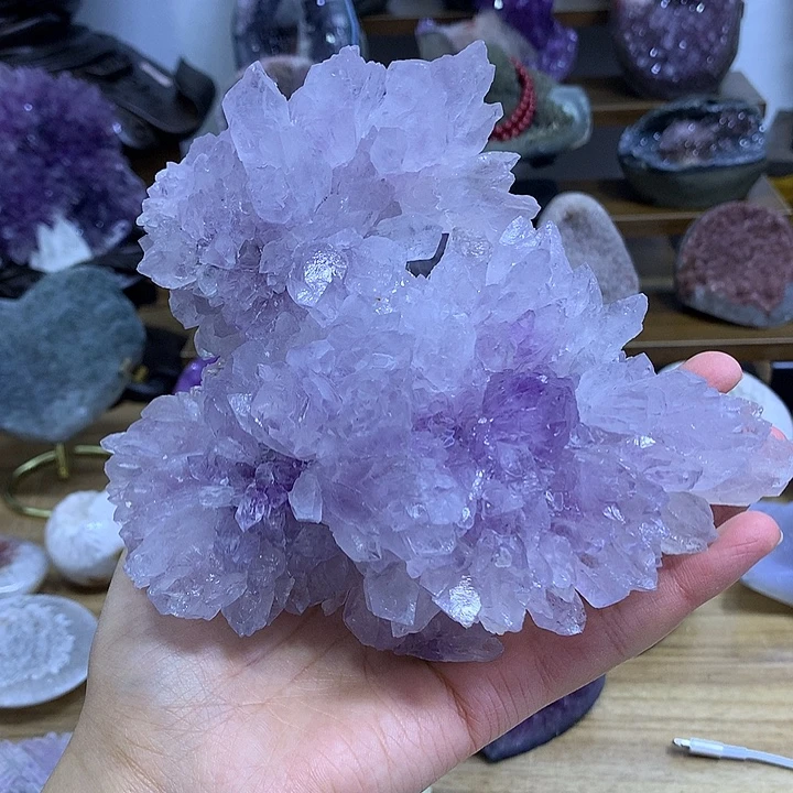 安***0未镶嵌摆件紫晶矿标晶花