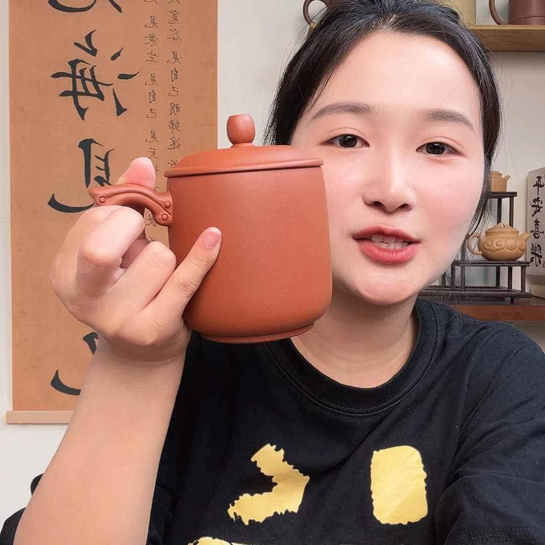 茶杯紫砂微瑕紫砂盖杯小红泥