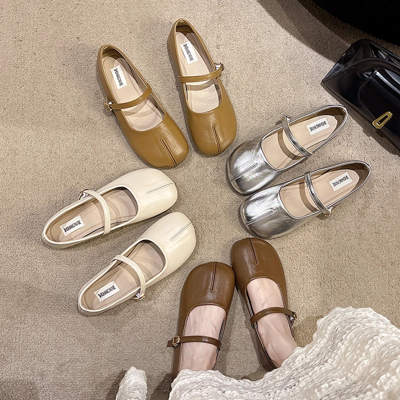 平底温柔晚晚鞋法式单鞋女夏季2024新款软底猪蹄分趾鞋玛丽珍瓢鞋