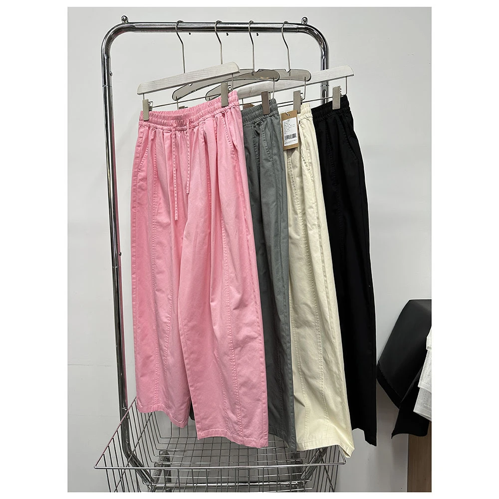 K264  秋季新款女士休闲时尚百搭宽松松紧腰直筒休闲长裤女