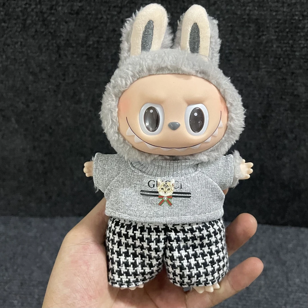 搪胶玩偶17cm娃衣拉布布潮玩服饰日系格换装衣服