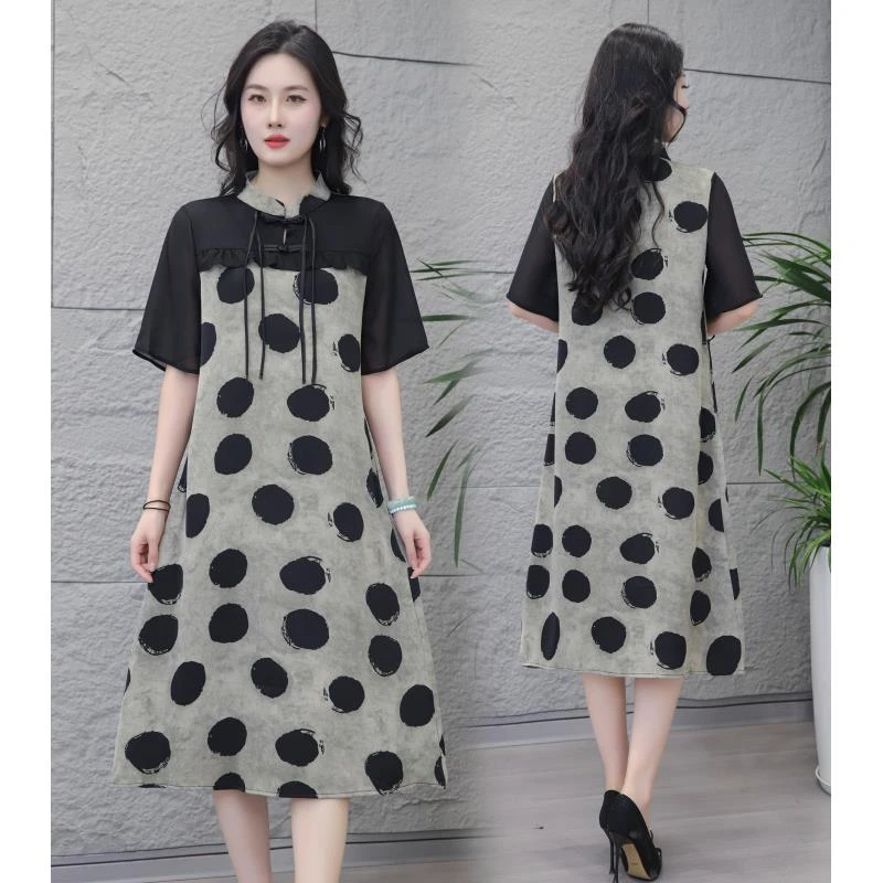 【熊太专属】Y868新中式国风复古手工盘扣女装连衣裙夏宽松直筒裙子