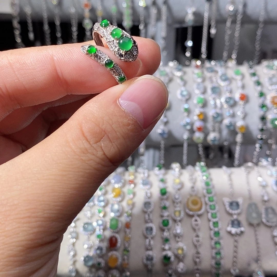 翡翠银S925镶嵌戒指