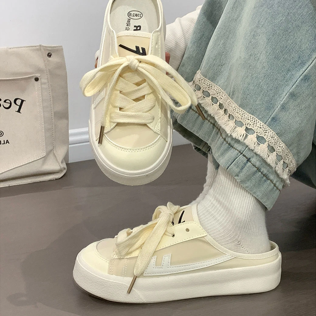 回力半拖帆布鞋女2025新款夏季爆款透气户外拖鞋子一脚蹬休闲板鞋