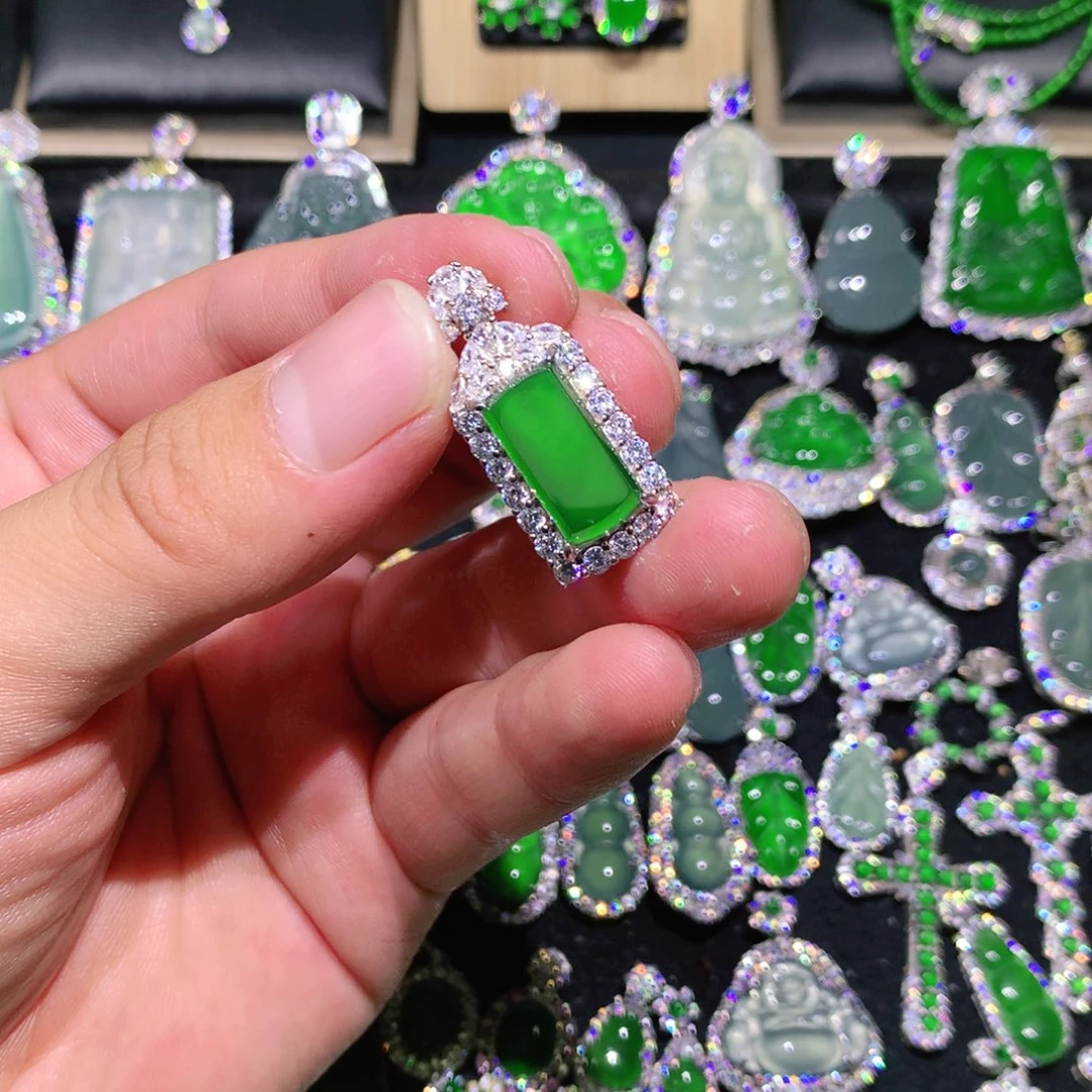 翡翠银S925镶嵌吊坠(不含链)