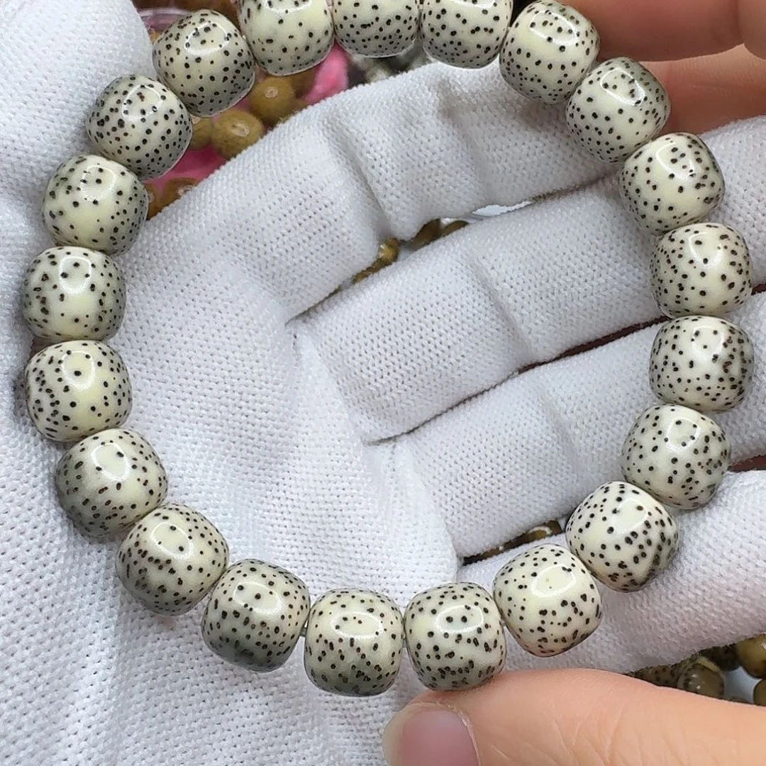手串星月菩提10.8x9.9石玉绿包白丹凤眼纯老料