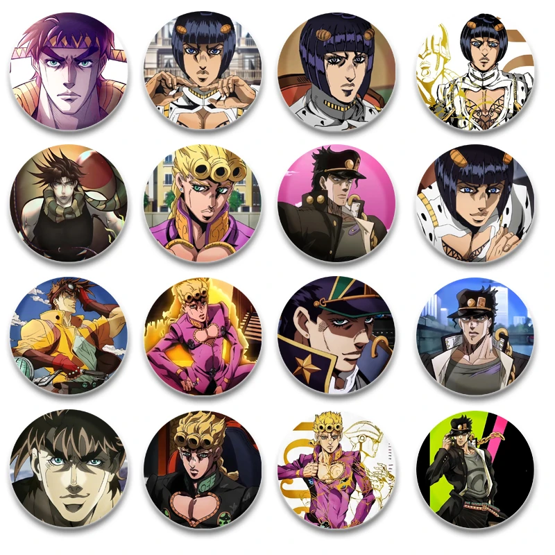 JOJO的奇妙冒险周边马口铁徽章吧唧58MM亮膜图案胸针装饰品原神