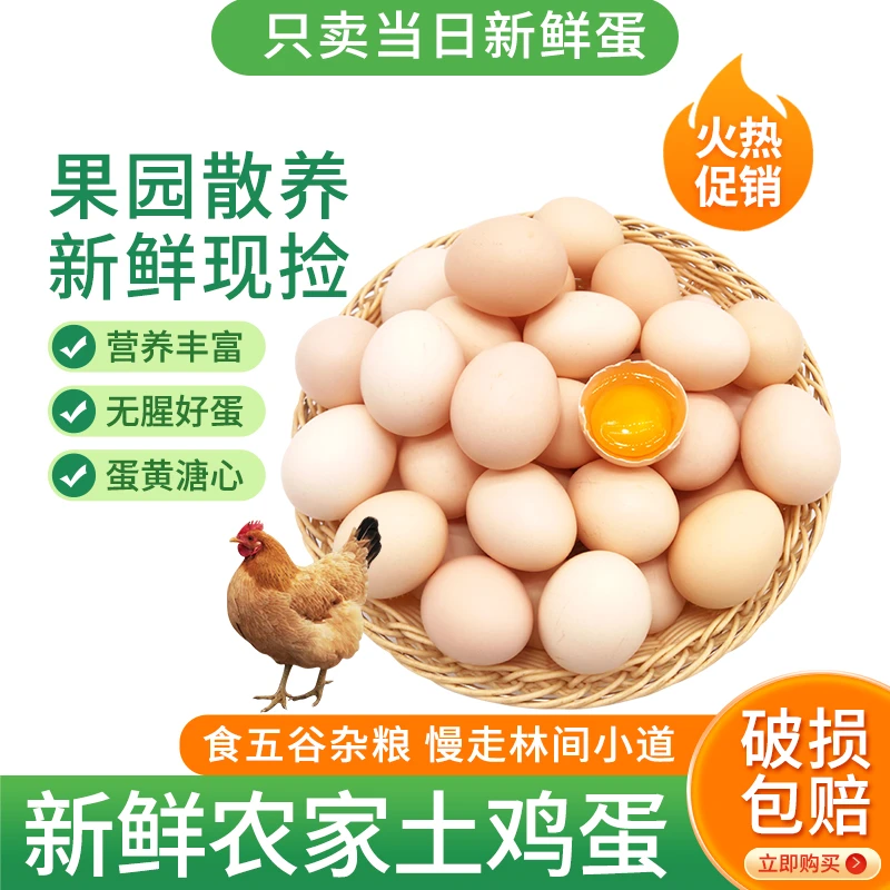 【品质尝鲜】农家散养土鸡蛋30枚柴鸡蛋山野散养新鲜柴鸡蛋溜达鸡
