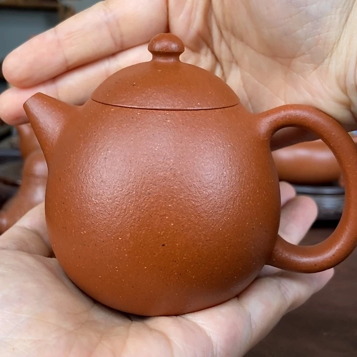 茶壶紫砂99纯红降坡龙蛋壶