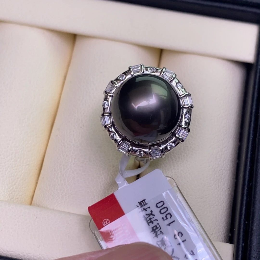 银S925镶嵌戒指海水珍珠