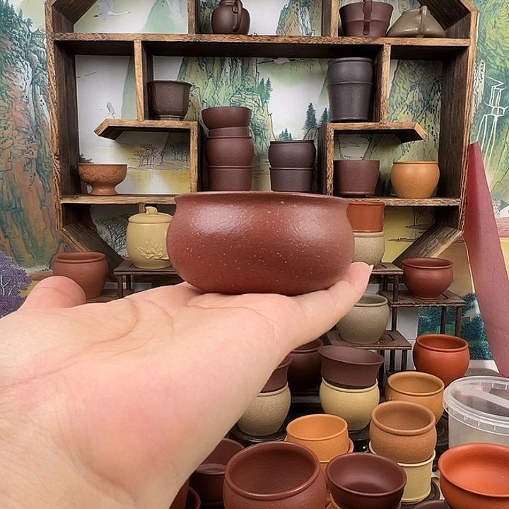 紫砂茶杯拙器甄选，纯原本矿。100毫升