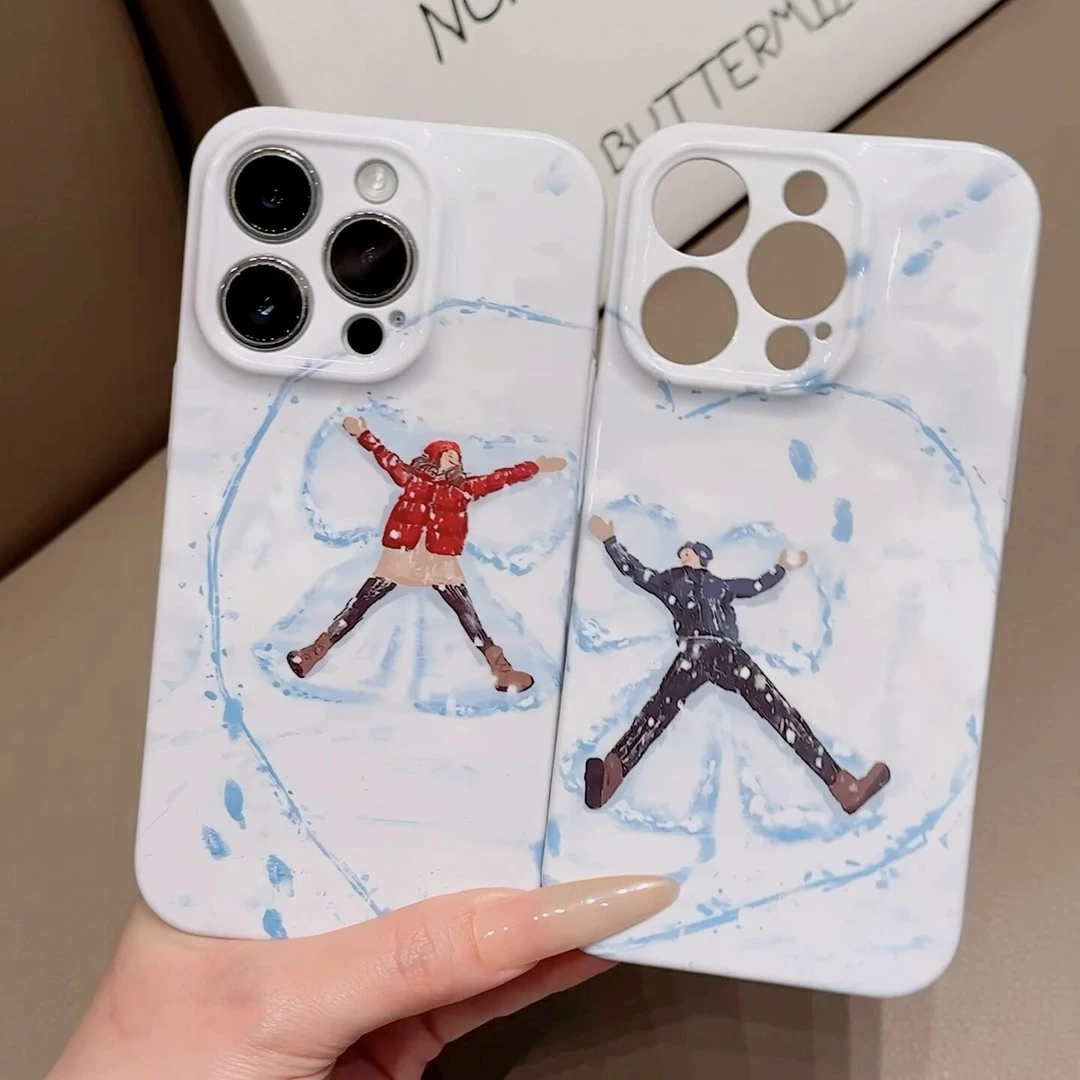 情侣雪地爱心适用苹果16promax手机壳15plus情侣vivo红米k80新款