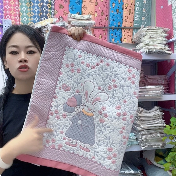 棉粉色小花兔兔棉