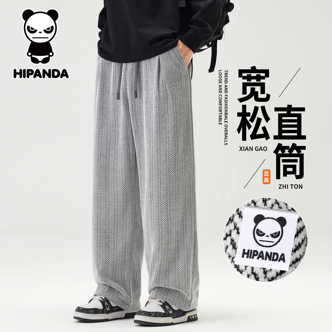 Hi Panda你好熊猫秋冬美式潮牌休闲裤男2025新款百搭宽松直筒长裤