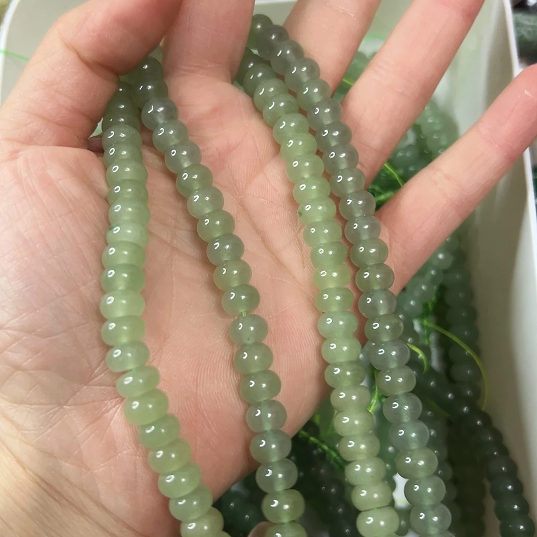 玛瑙/玉髓合金珠宝半成品，卡8绿东陵算盘一条