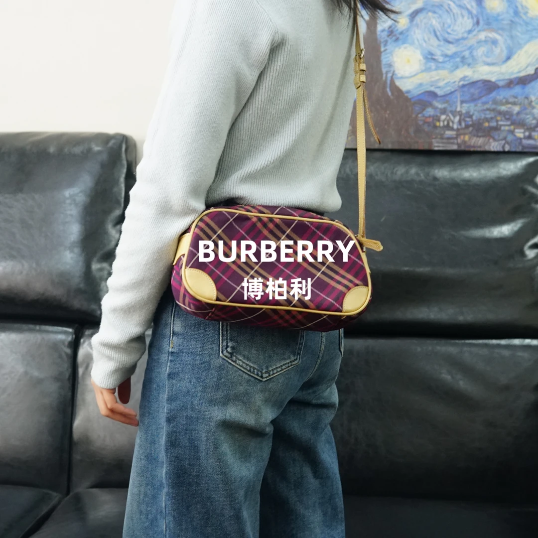95新 BURBERRY/博柏利 巴宝莉/格纹斜挎包/HD02312044/2044