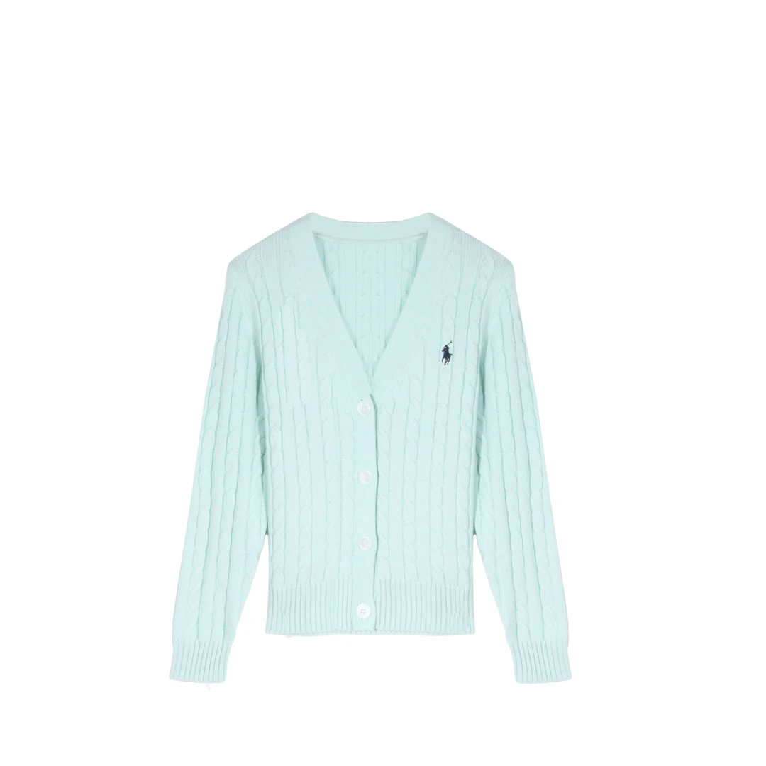 凯特丝蓓437#V领纯色刺绣针织开衫外套长袖休闲秋冬