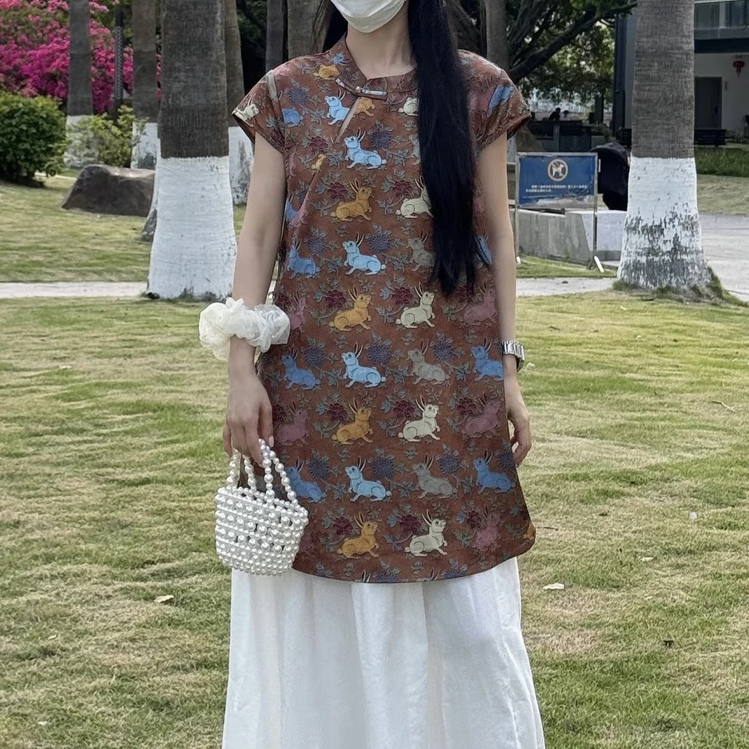 云锦春华～国潮新中式改良版盘扣旗袍式上衣