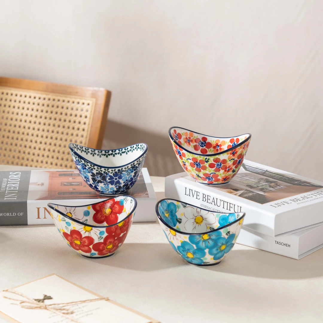 【西里西亚】手绘繁花似锦-聚宝碟 (4个装)