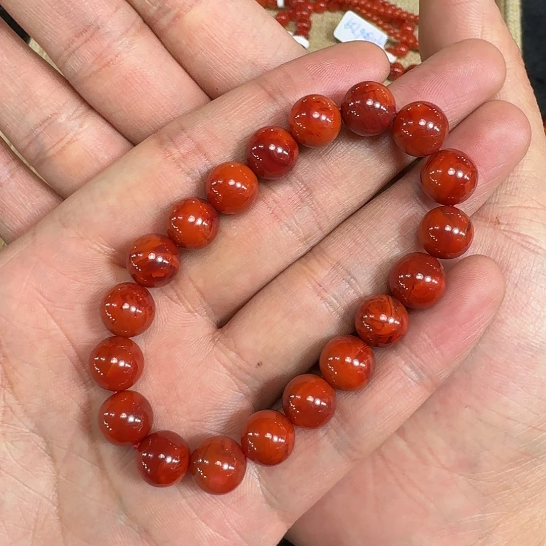 大***士南红玛瑙未镶嵌手链原矿南红手串10mm高品质火焰纹