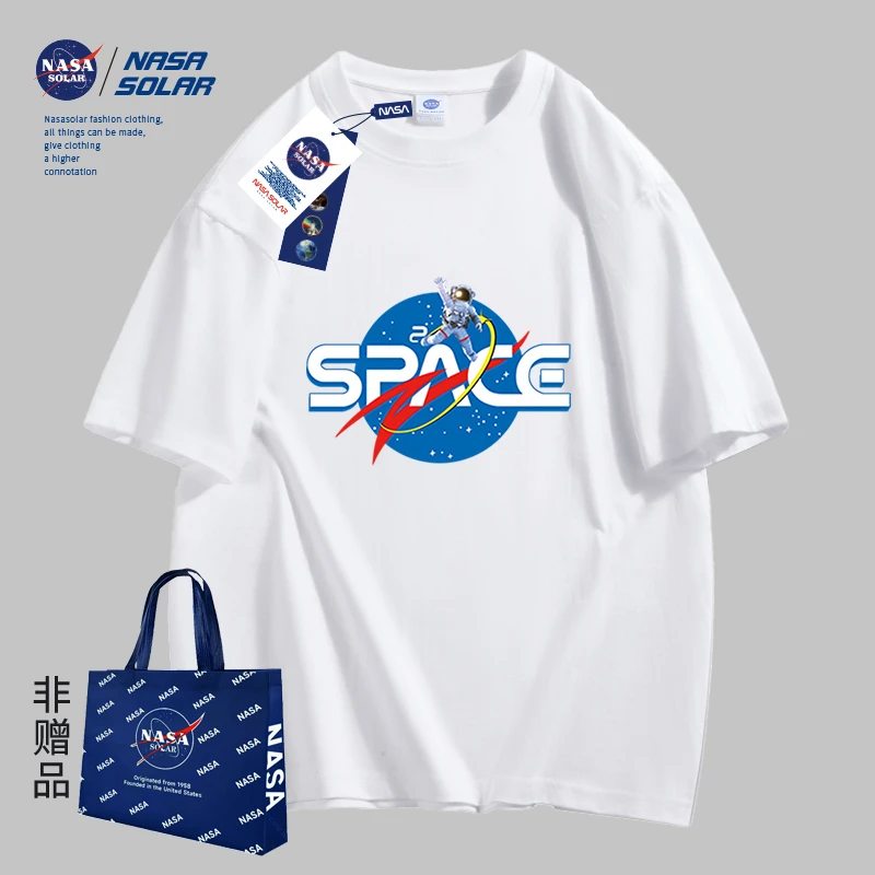 NASA官方新款经典大logo印花宽松短袖上衣男女同款韩版T恤