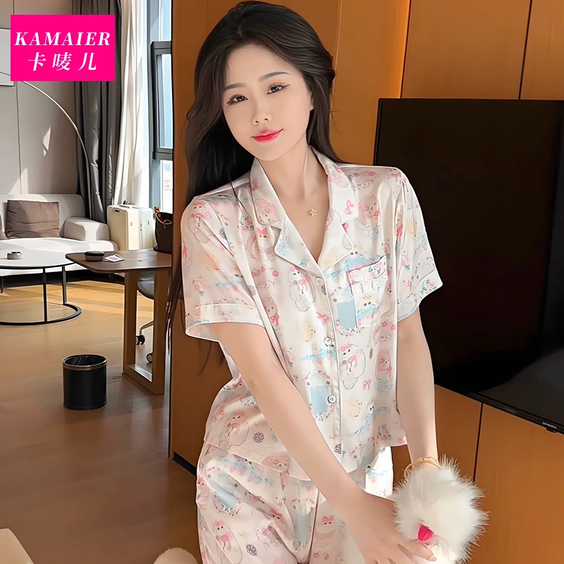 （短慵懒）夏季气质精休闲短袖睡衣女家居服显瘦可外穿可爱简约睡裙