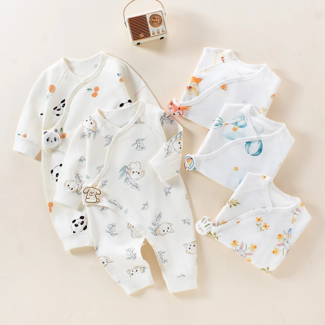 【2件送胎帽】新生婴儿纯棉无骨哈衣爬服秋宝宝和尚服婴儿连体衣